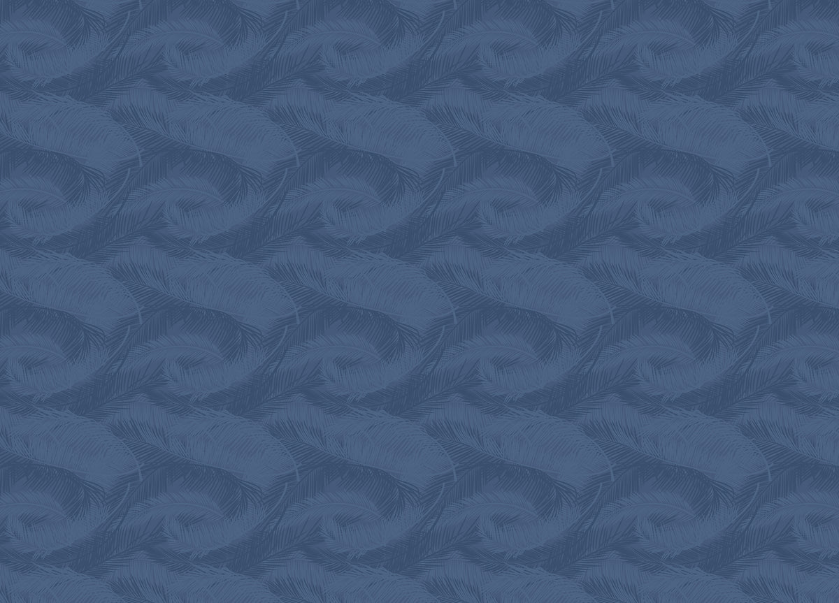 Blue Color Palm Leaves Silhouette Removable Wallpaper