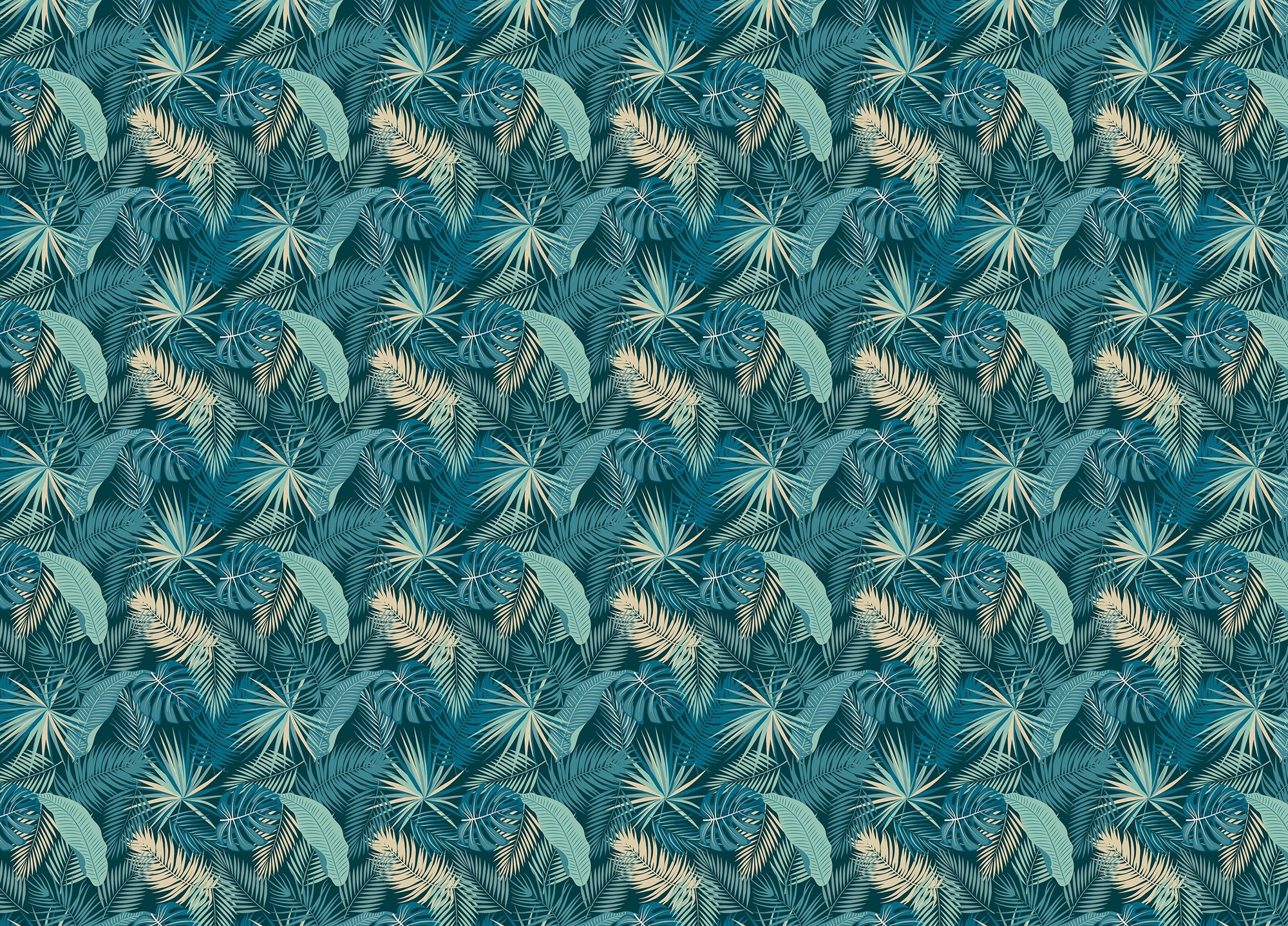 Tropical Jungle Palm Leaves Seamless Pattern Wallpaper