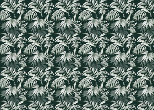Exotic Jungle Tropical Green Leaves Repeat Wallpaper