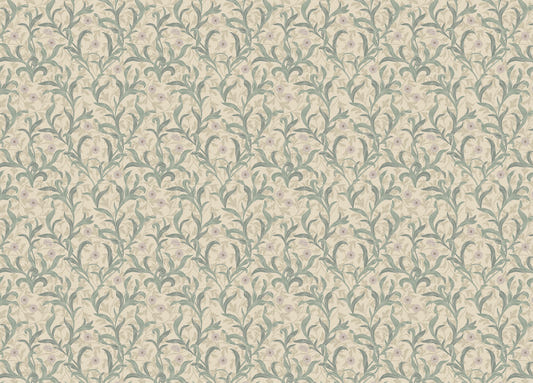 Vintage Flower Green Color Leaves Wallpaper