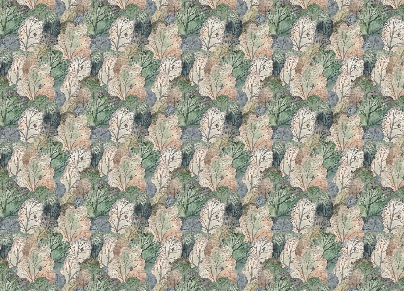 Watercolor Forest Cute Seamless Pattern Leaf Wallpaper