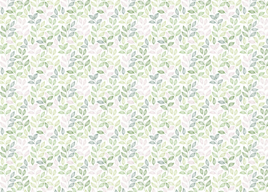 Pink and Green Color Leaves Repeat Pattern Wallpaper