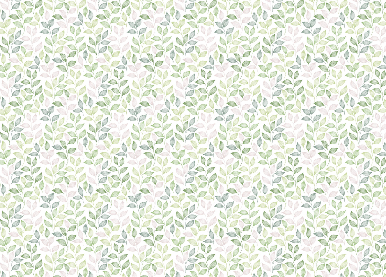 Pink and Green Color Leaves Repeat Pattern Wallpaper
