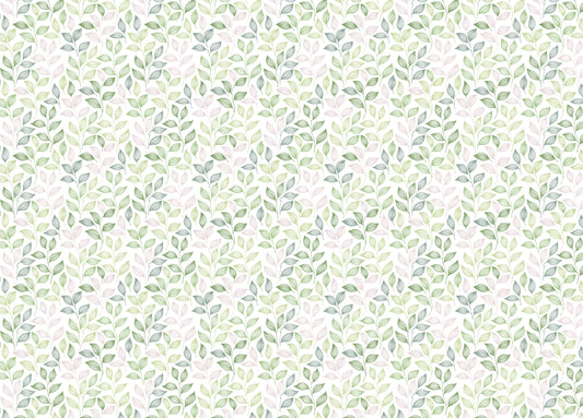 Pink and Green Color Leaves Repeat Pattern Wallpaper