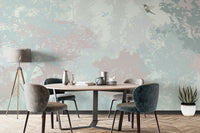 Soft colored forest wall mural for creating a serene feature wall.