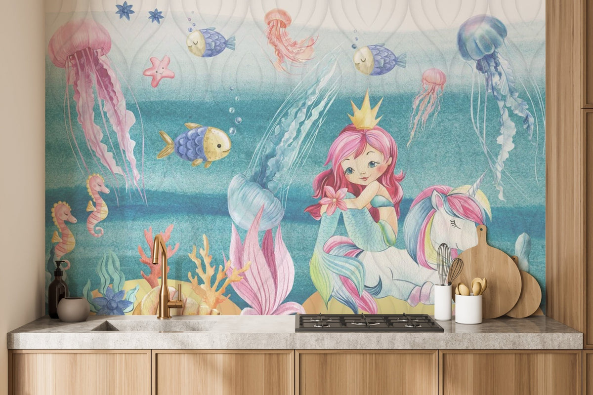 Buy Magical Mermaid Kingdom Wall Mural - Kids Room Wallpaper