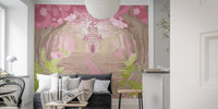 Elegant dream castle mural adding charm to modern living wall decor.
