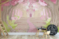 Majestic castle mural with dreamy details for a magical atmosphere in kids space.



