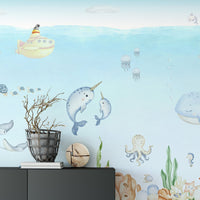 Submarine adventure mural perfect for vibrant and lively interiors.

