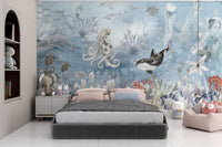 Aquarium style marine wallpaper with detailed coral patterns.