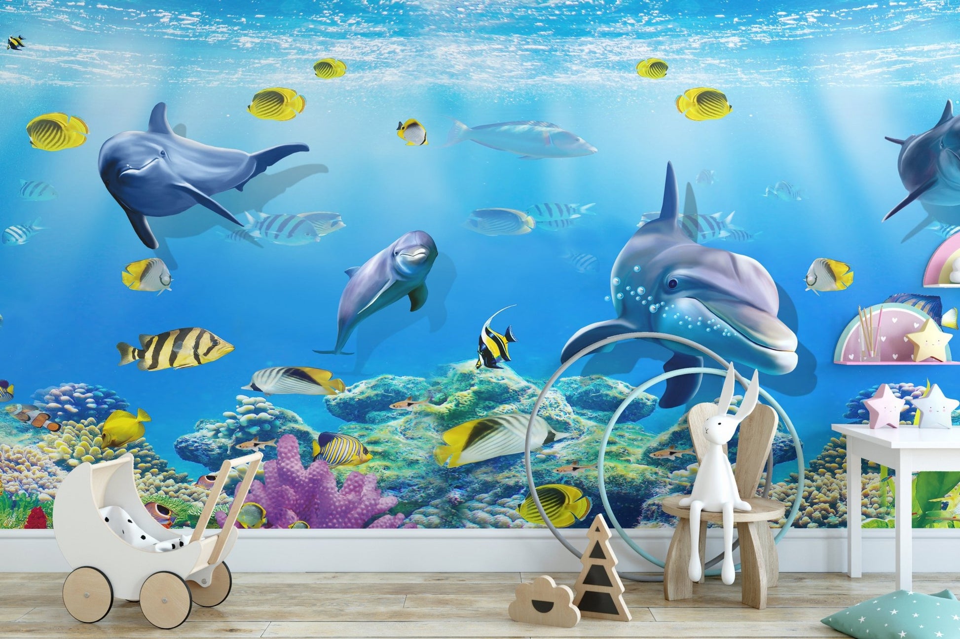 Beautiful Marine Magic Dolphin Wallpaper Mural