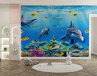 Marine Magic Wallpaper Mural with Dolphins