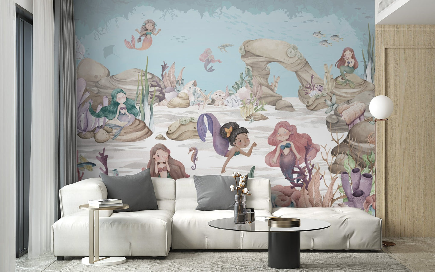 Mermaid Miracles Girls Room Mural - Wallanza