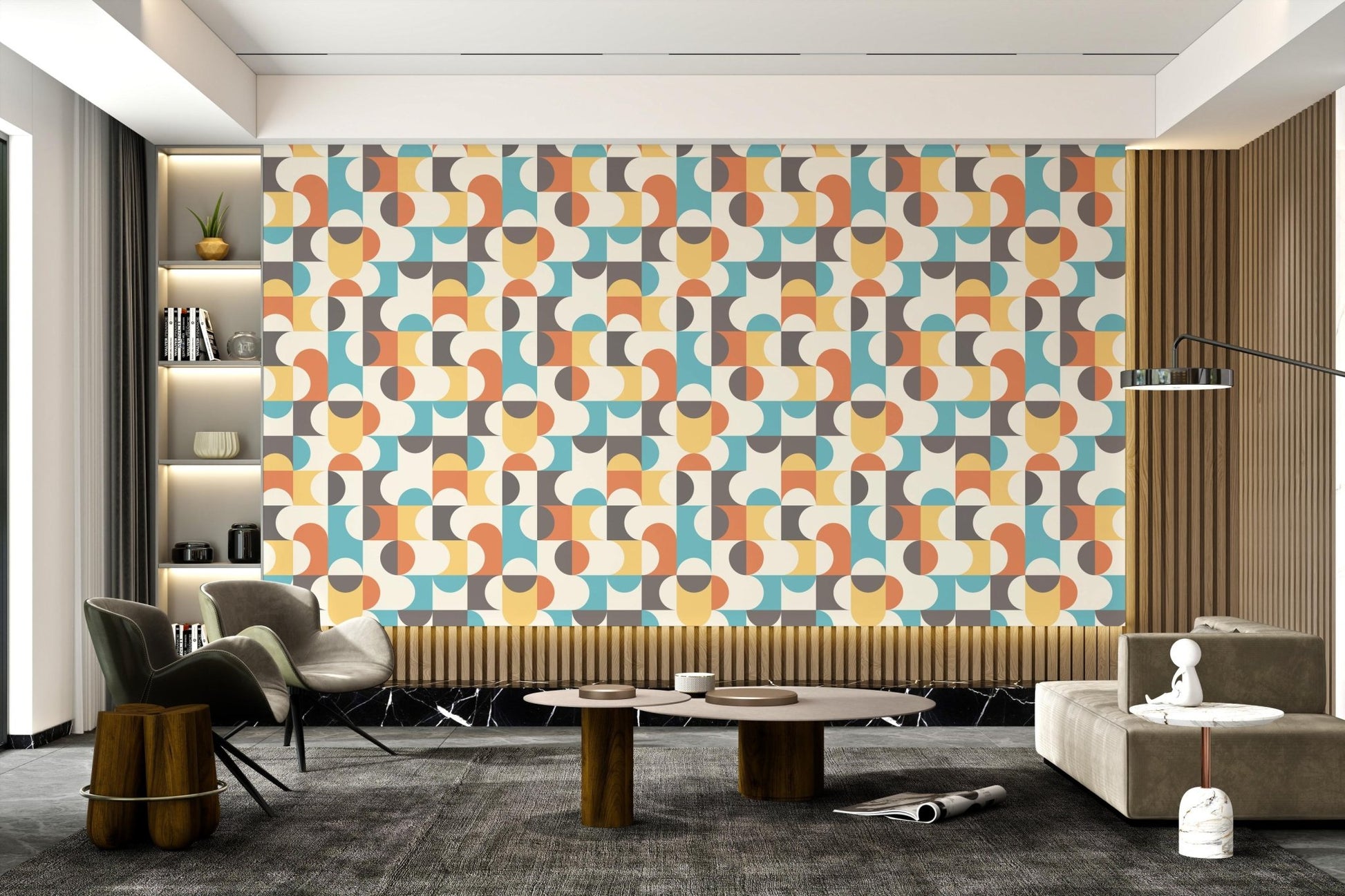 Mid - Century Retro Pattern Wallpaper - Wallanza