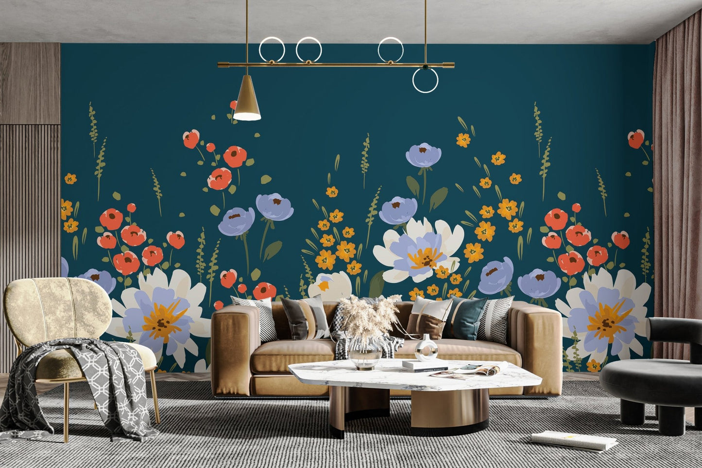Midnight Blossoms Wallpaper Mural - Wallanza