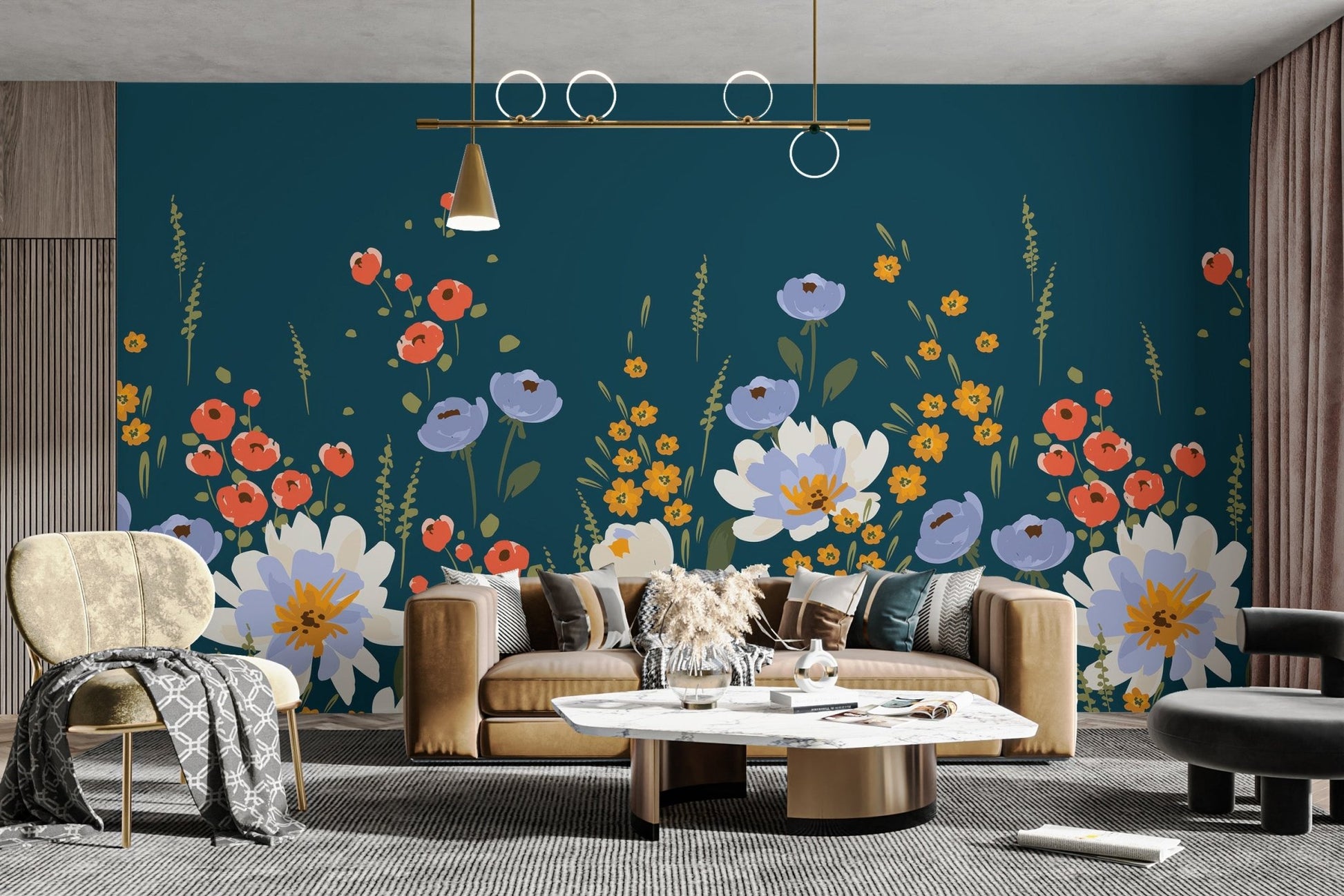 Midnight Blossoms Wallpaper Mural - Wallanza