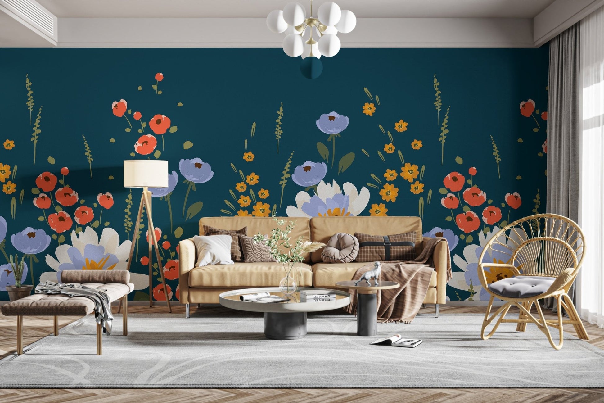 Midnight Blossoms Wallpaper Mural - Wallanza