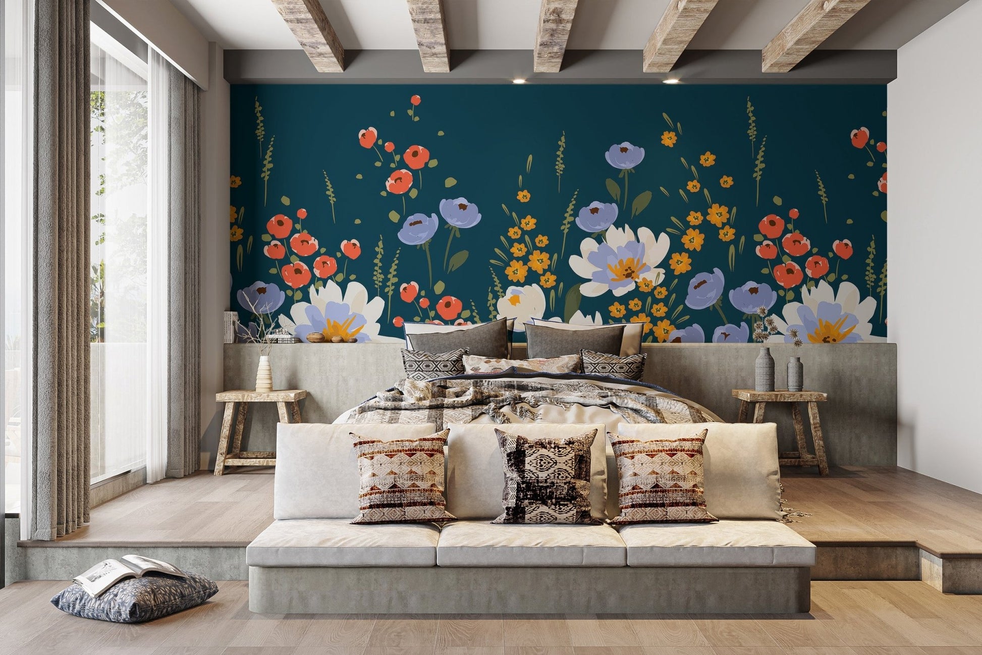 Midnight Blossoms Wallpaper Mural - Wallanza