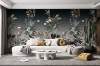 Midnight Botanical Wall Mural - Wallanza