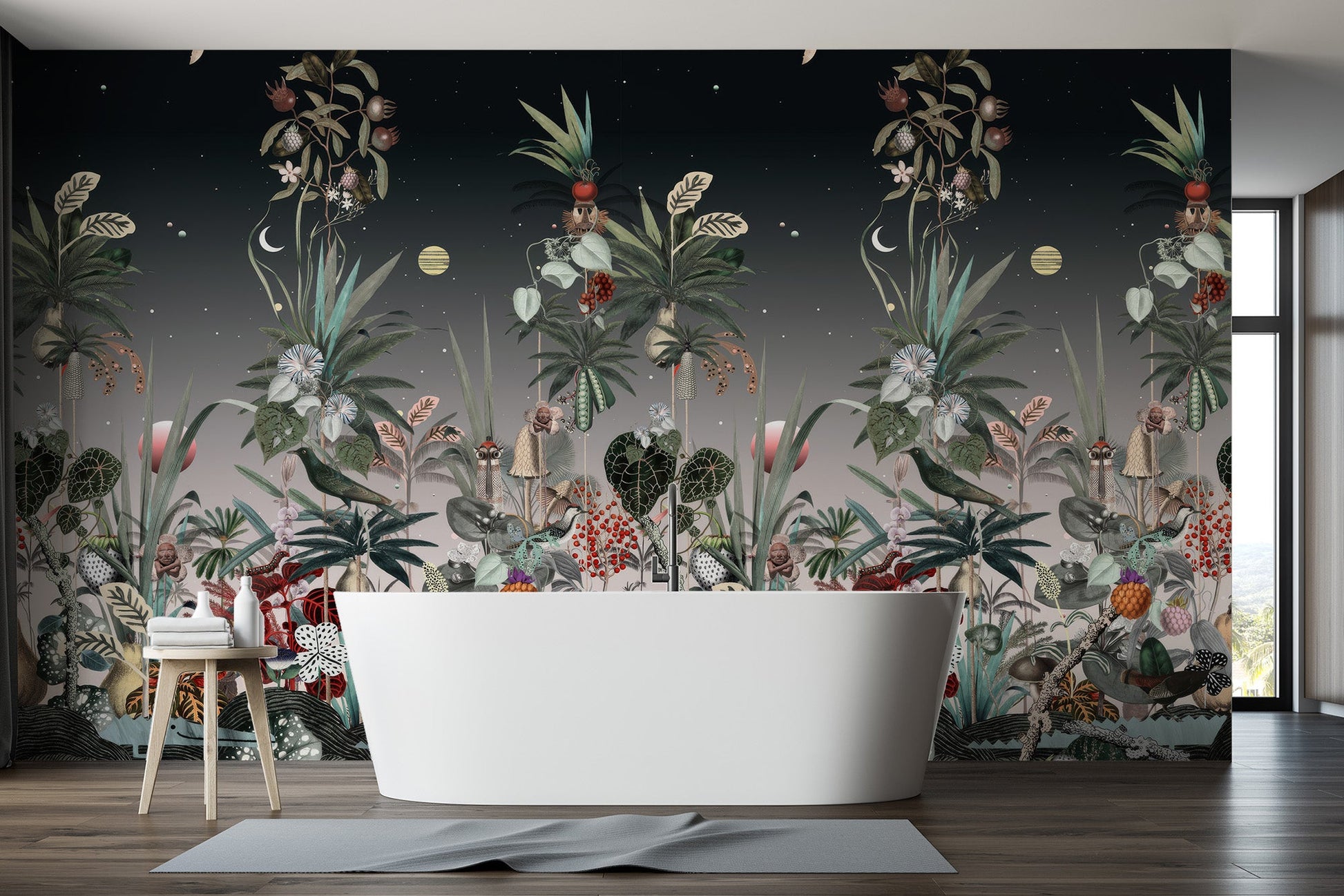 Midnight Botanical Wall Mural - Wallanza
