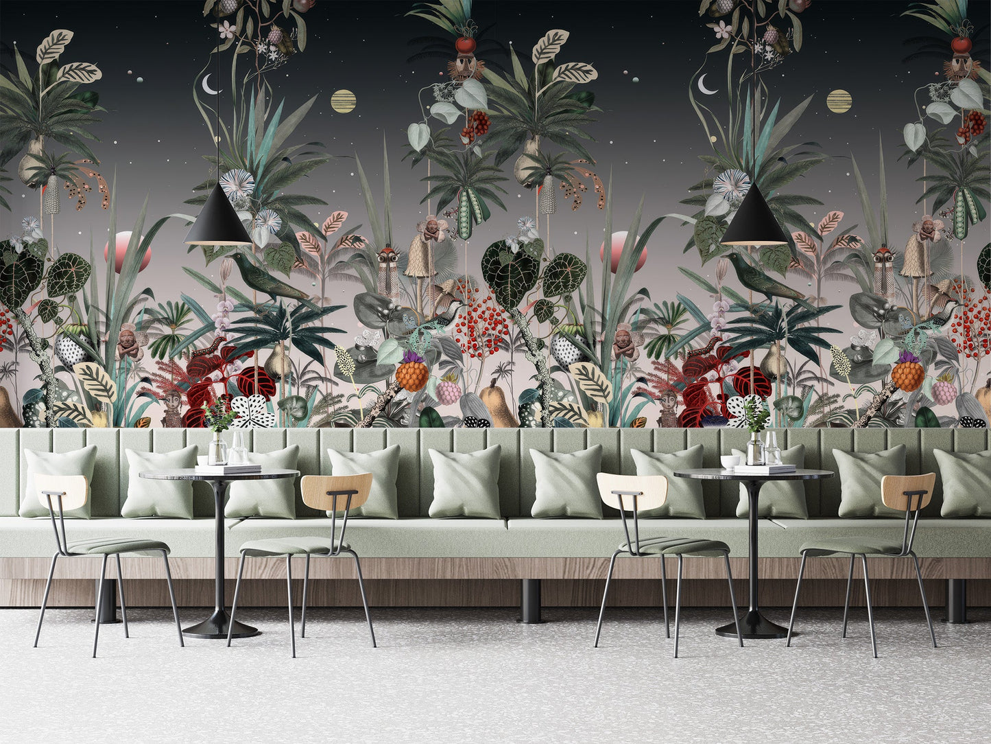 Midnight Botanical Wall Mural - Wallanza