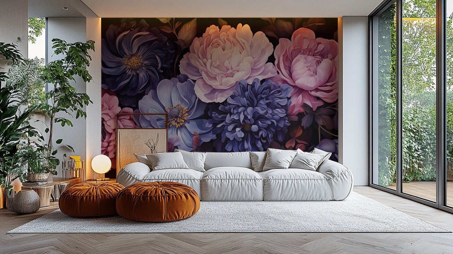 Midnight Florals Wall Mural - Wallanza