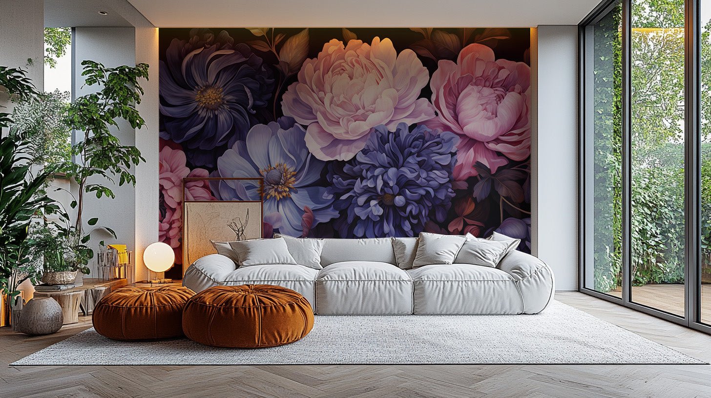 Midnight Florals Wall Mural - Wallanza