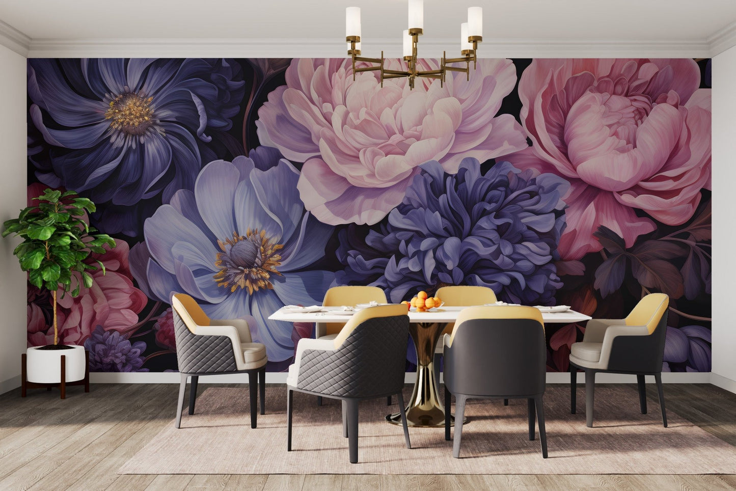 Midnight Florals Wall Mural - Wallanza