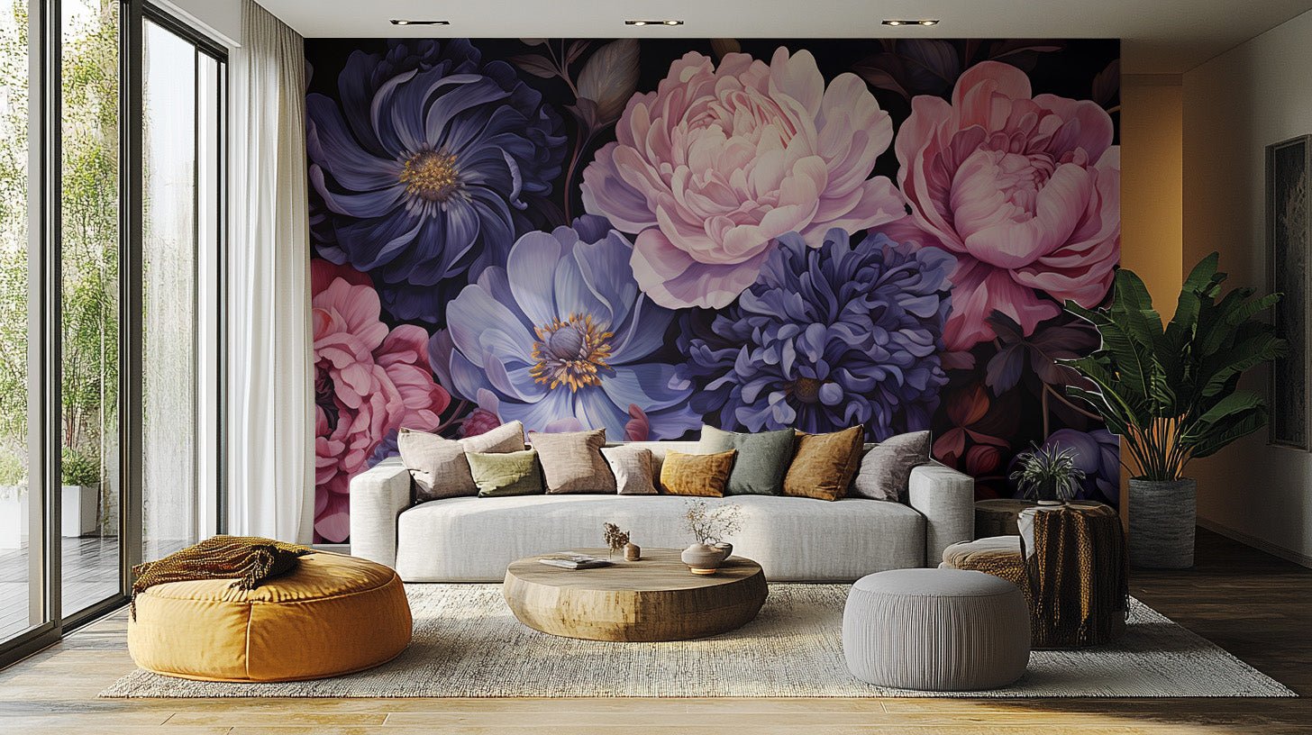 Midnight Florals Wall Mural - Wallanza