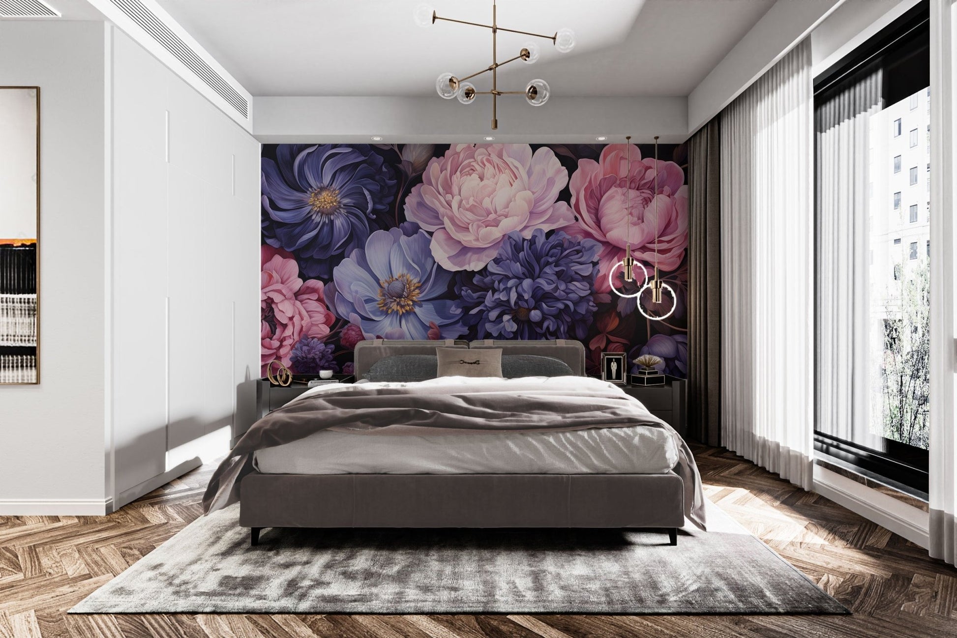 Midnight Florals Wall Mural - Wallanza