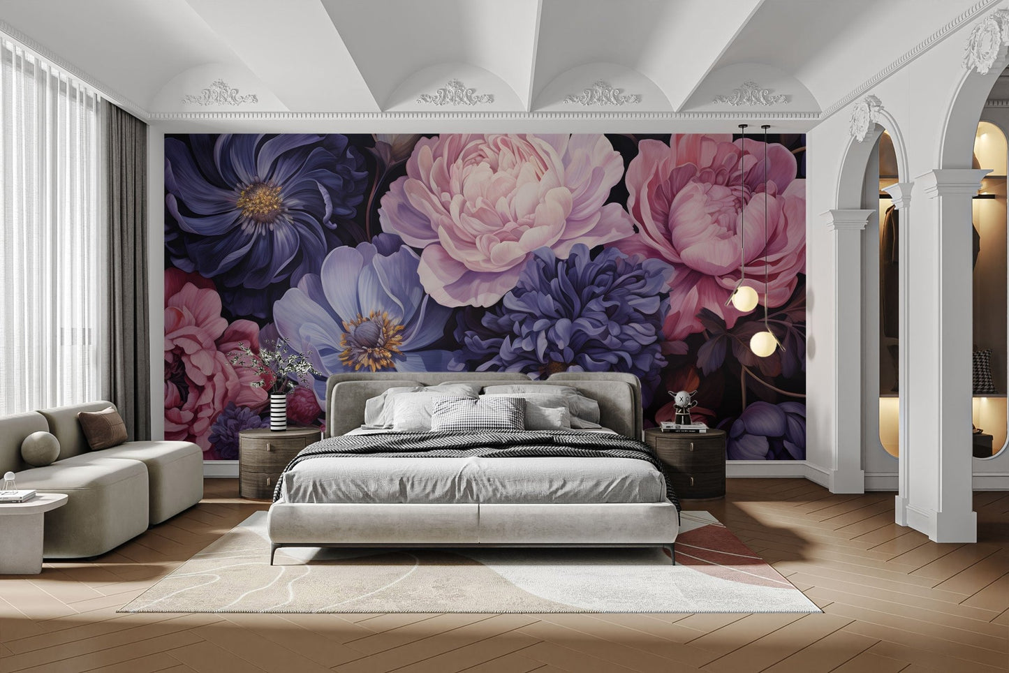Midnight Florals Wall Mural - Wallanza