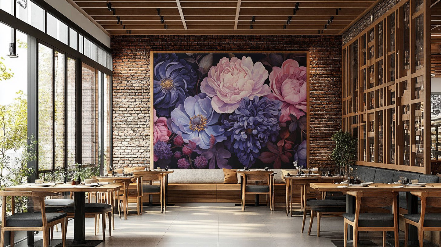 Midnight Florals Wall Mural - Wallanza
