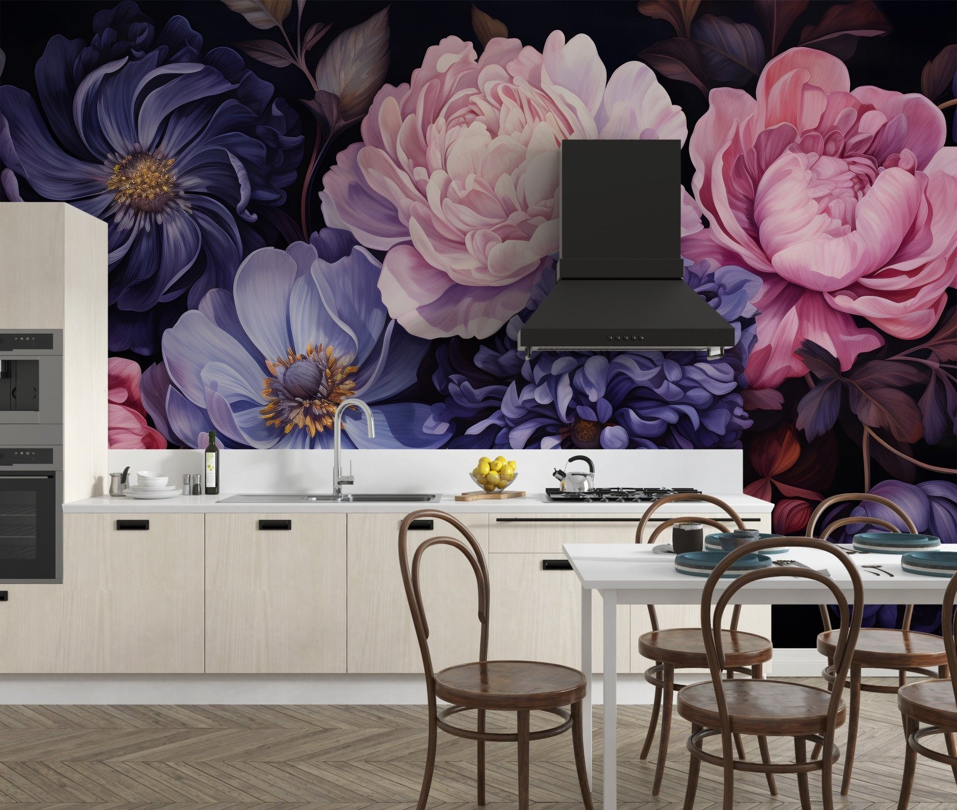 Midnight Florals Wall Mural - Wallanza