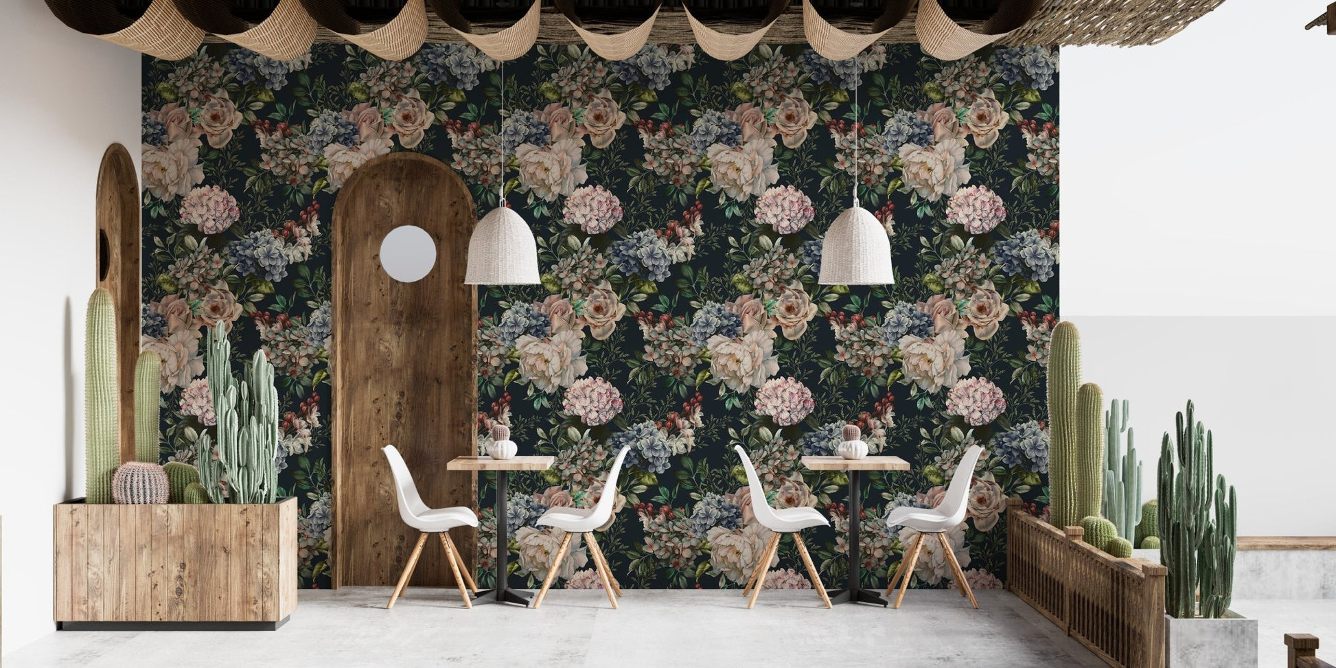 Floral Midnight Garden Wallpaper for Home Decor
