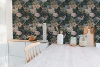 Midnight Garden Floral Wall Covering for Rooms