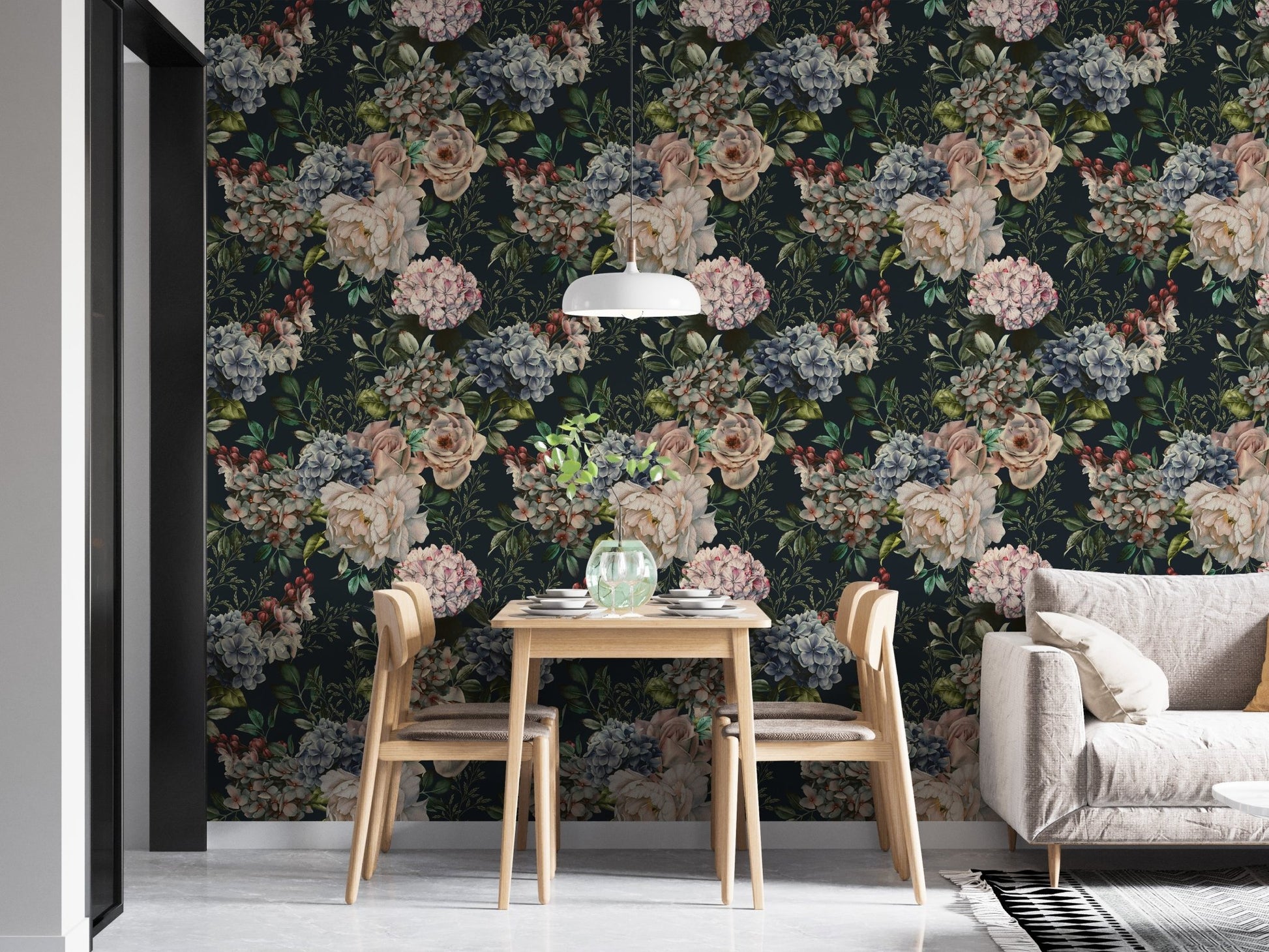 Midnight Garden Floral Wallpaper for Interior Walls