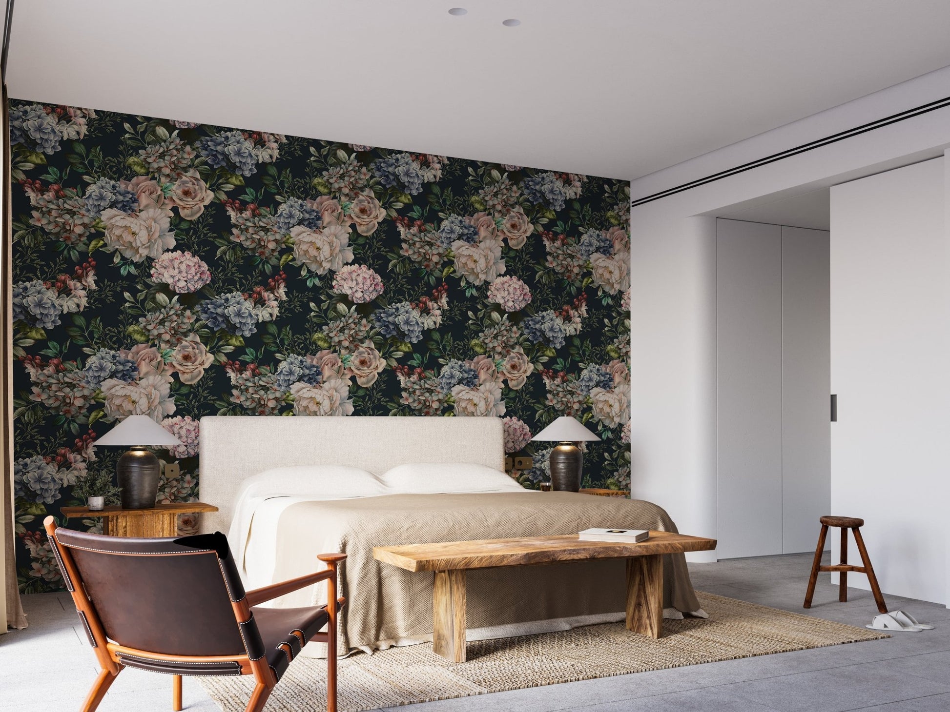 Midnight Garden Floral Wall Mural for Interiors