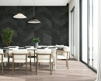 Midnight Herringbone Stone Wall Mural - Wallanza