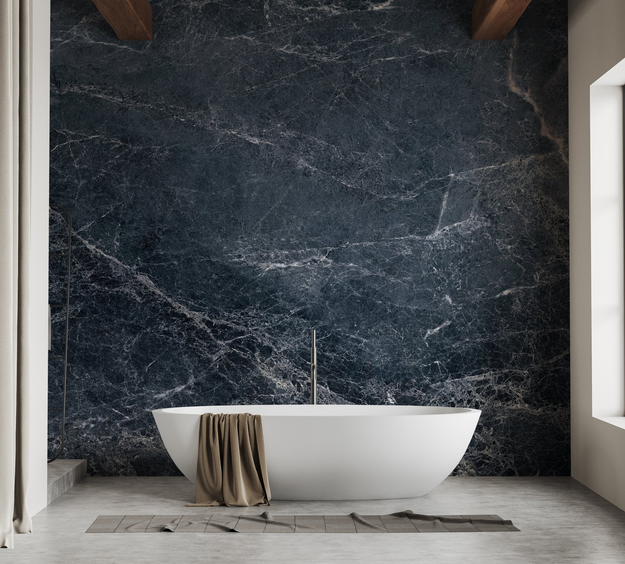 Midnight marble mural for elegant decor
