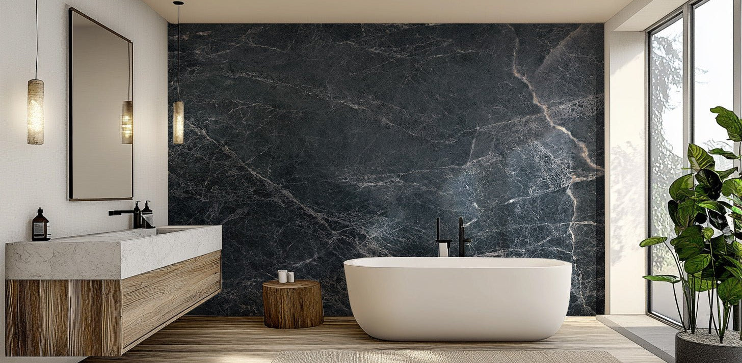 Midnight marble wallpaper mural-b381 dramatic marble wallpaper design.