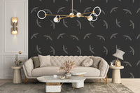Midnight bird mural with swallow accents
