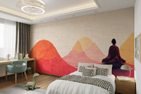 Mindfulness wall art mural creating a calming ambiance in bedroom.