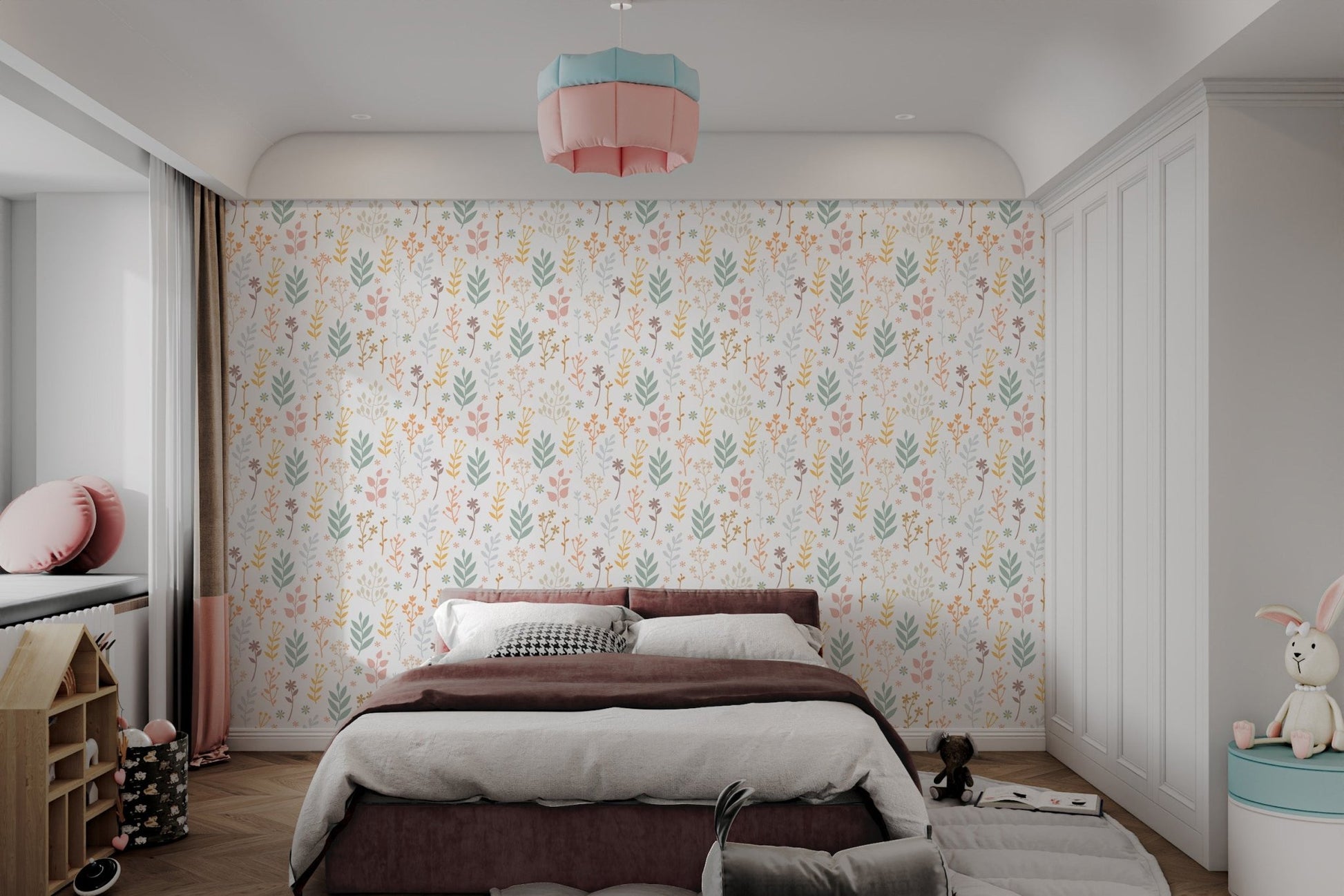 Minimalist Soft Pastel Floral Wallpaper - Wallanza