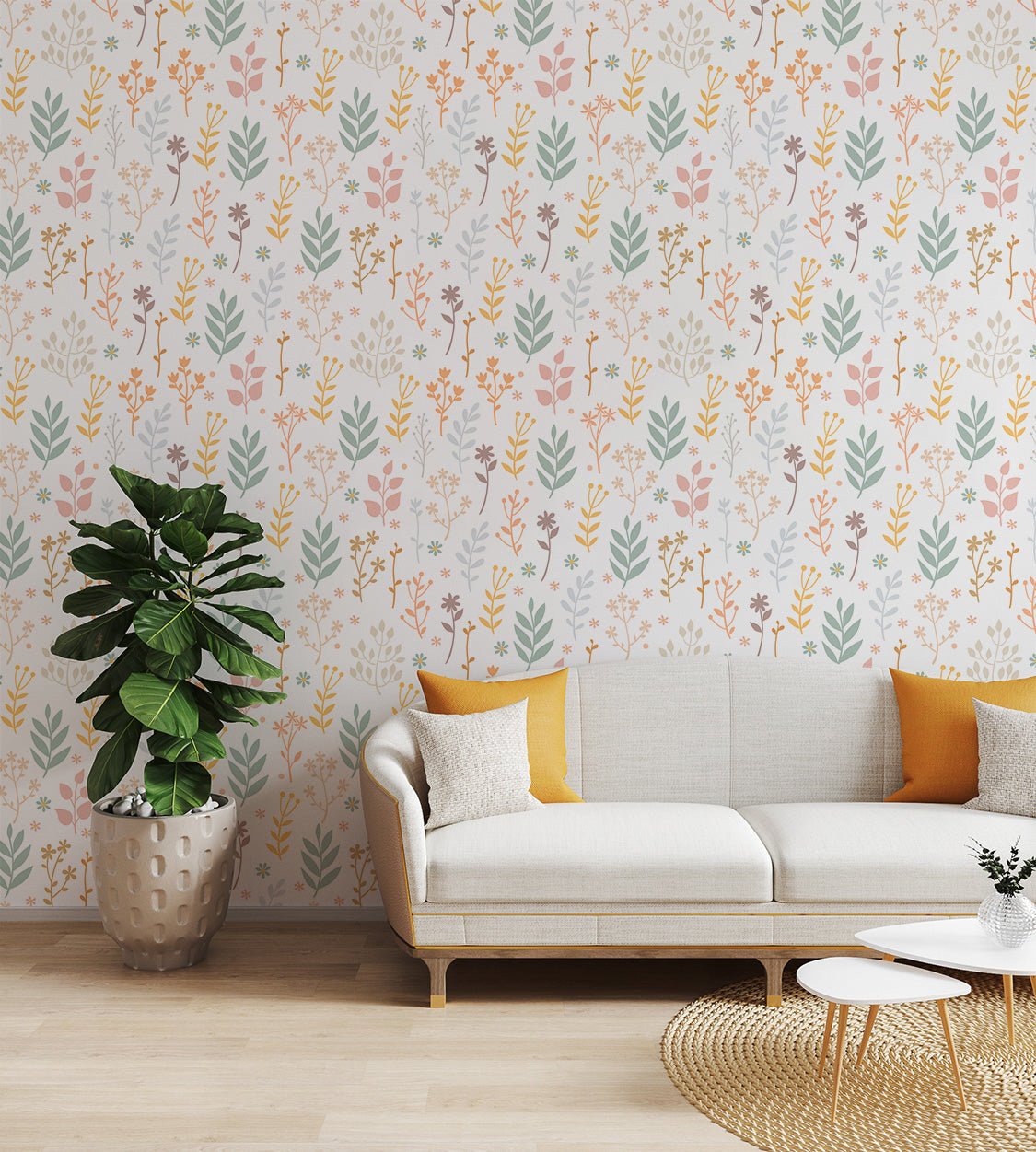 Minimalist Soft Pastel Floral Wallpaper - Wallanza