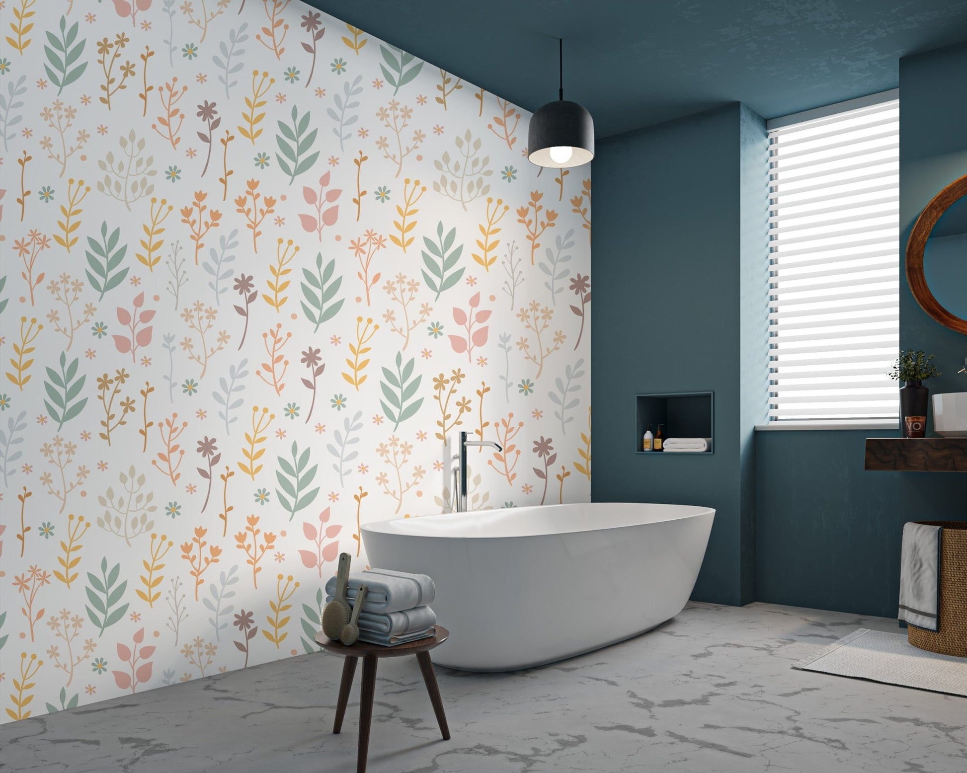 Minimalist Soft Pastel Floral Wallpaper - Wallanza