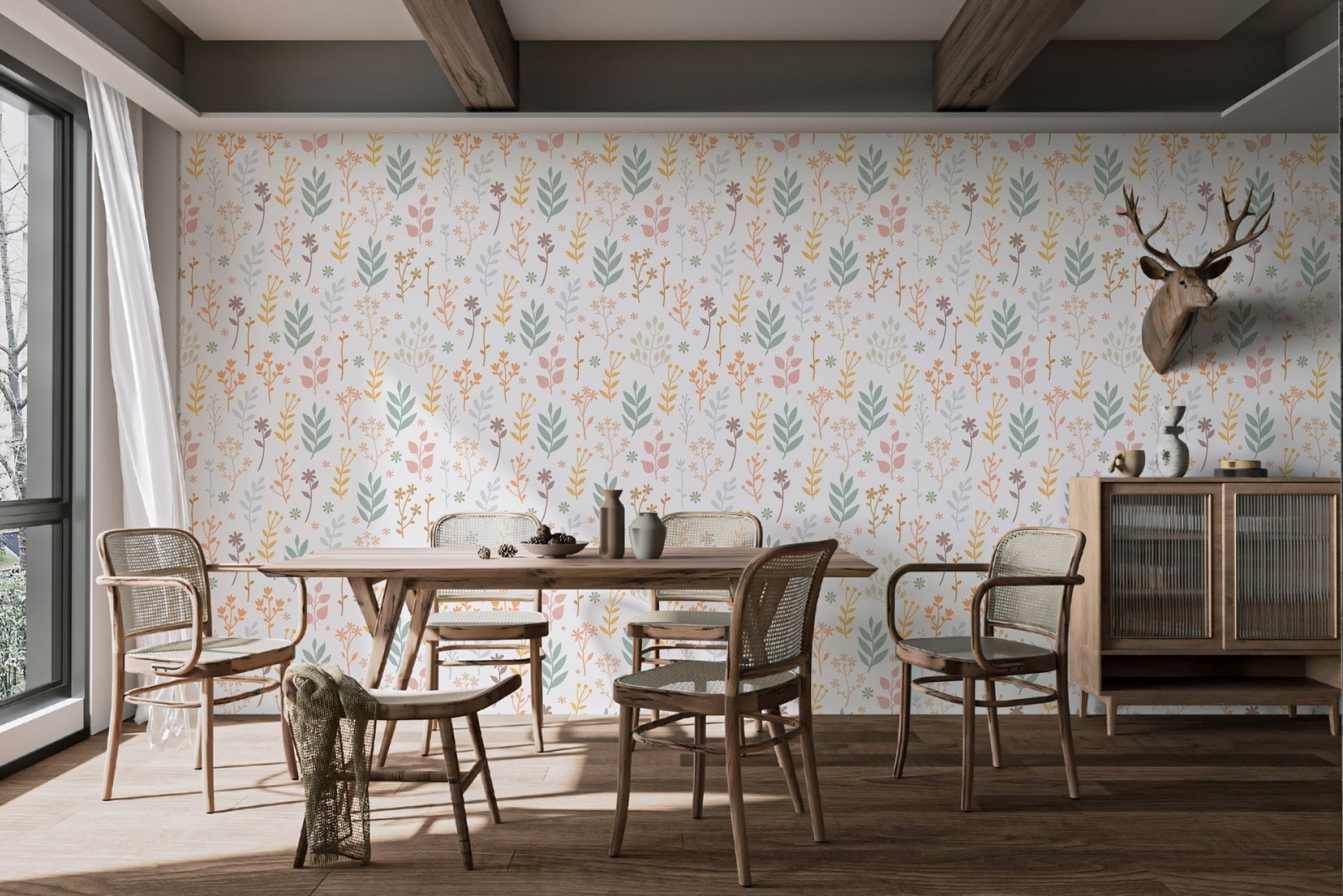 Minimalist Soft Pastel Floral Wallpaper - Wallanza