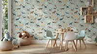 Mint Green Dogs Breed Pattern Wallpaper - Wallanza