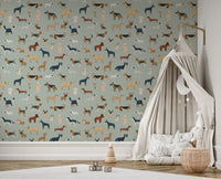 Mint Green Dogs Breed Pattern Wallpaper - Wallanza