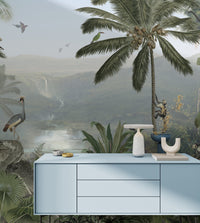 Mischief monkeys mural adding fun to jungle decor.
