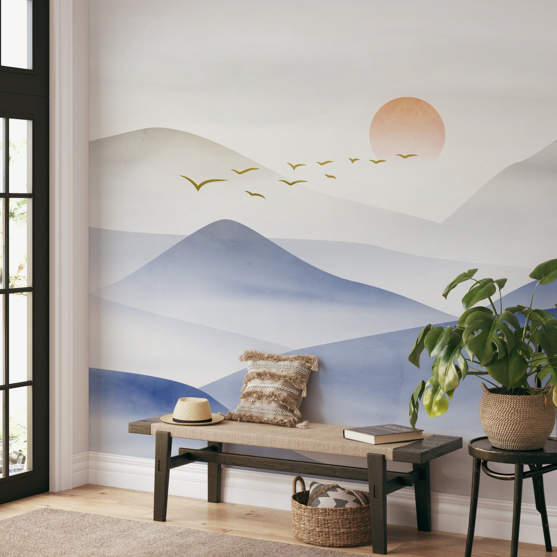 Misty Blue Mountain Landscape Wallpaper - Wallanza